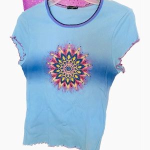 FANG blue shirt with sparkly mandala design (early 2000s!)